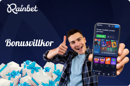 Rainbet bonusvillkor med mobilapp och spelare